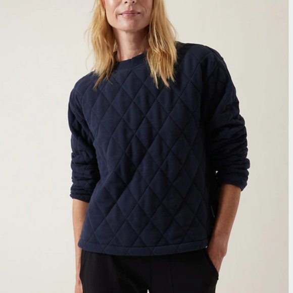 Athleta Retroplush Quilted Crewneck Sweatshirt - Picture 1 of 7